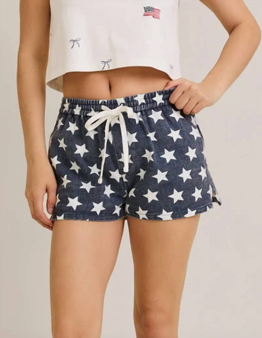 Star Print Denim Shorts