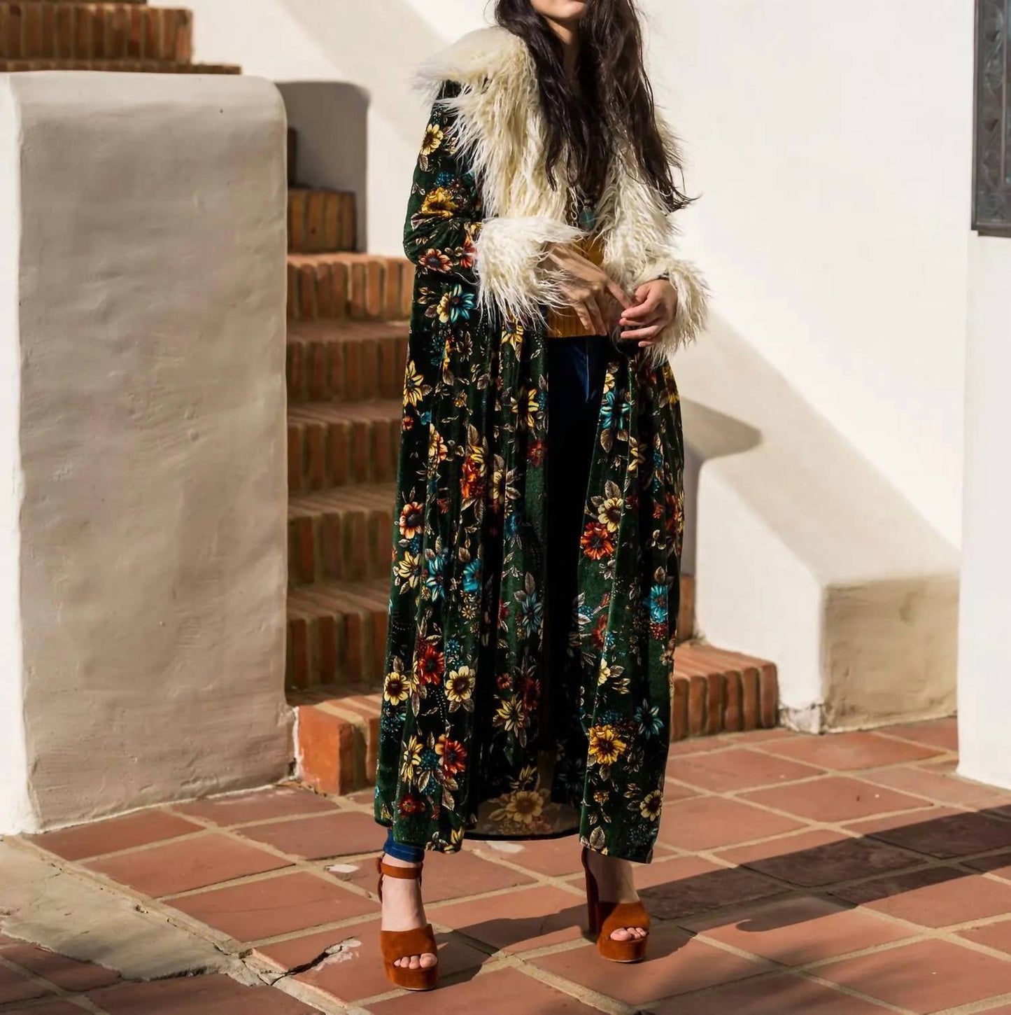 Penny Pine Blossom Faux Fur Jacket