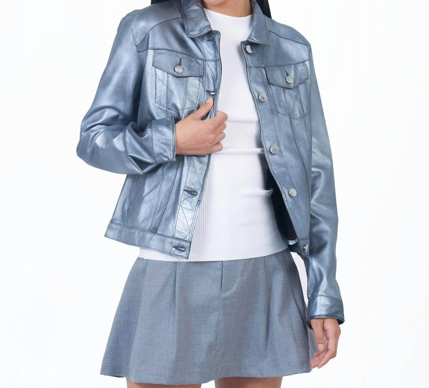 JKT NYC - Alexa Metallic Leather Jacket - Rack Hunt -