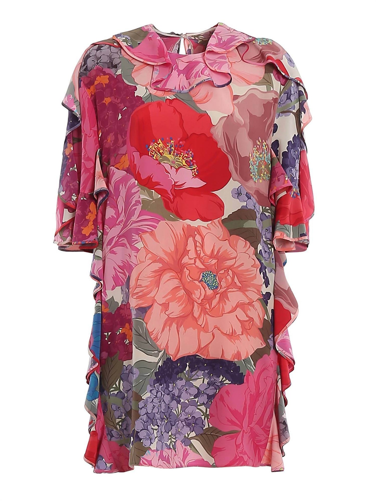Valentino - Floral Silk Flounced Dress - Rack Hunt