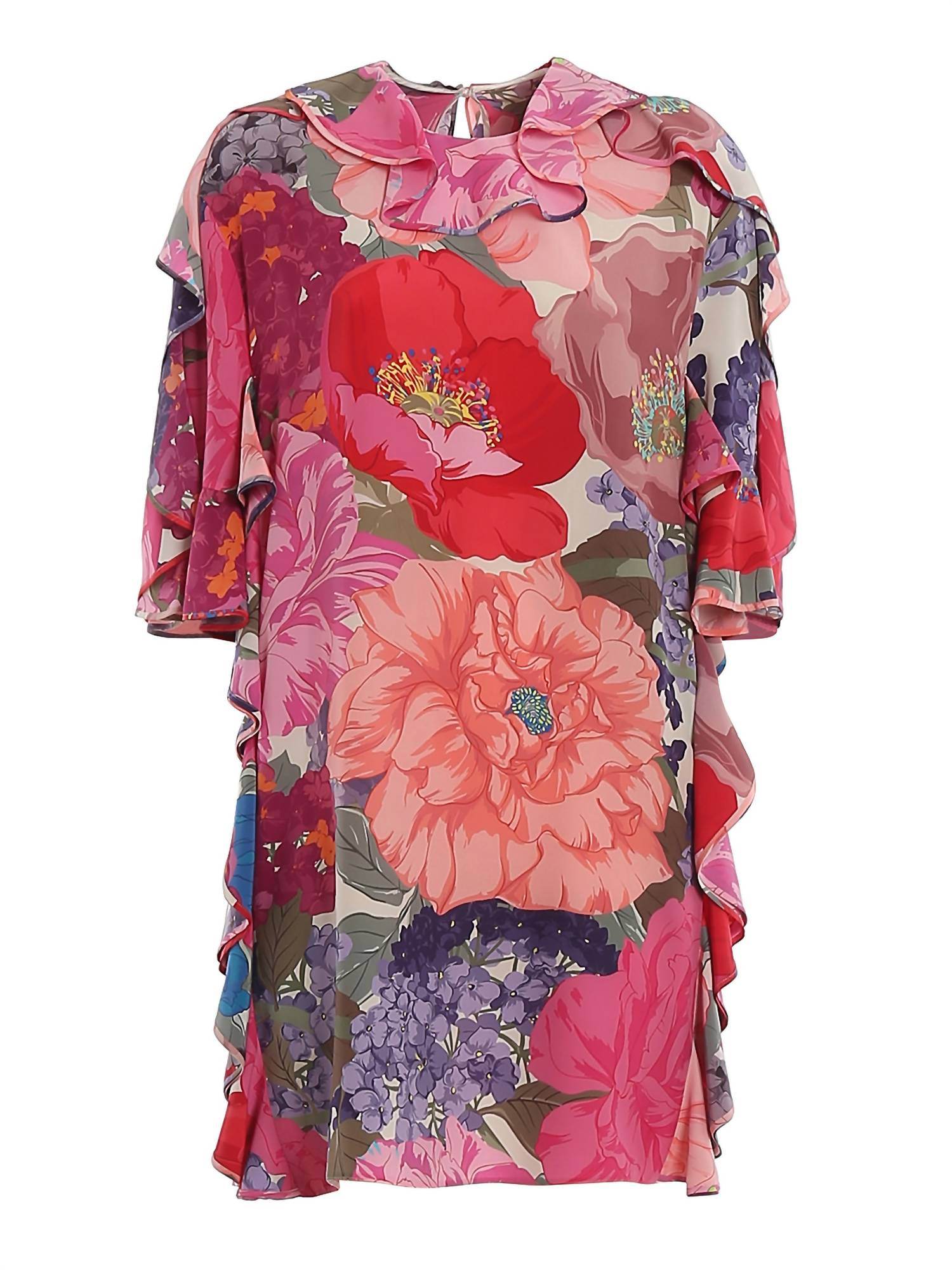 Valentino - Floral Silk Flounced Dress - Rack Hunt