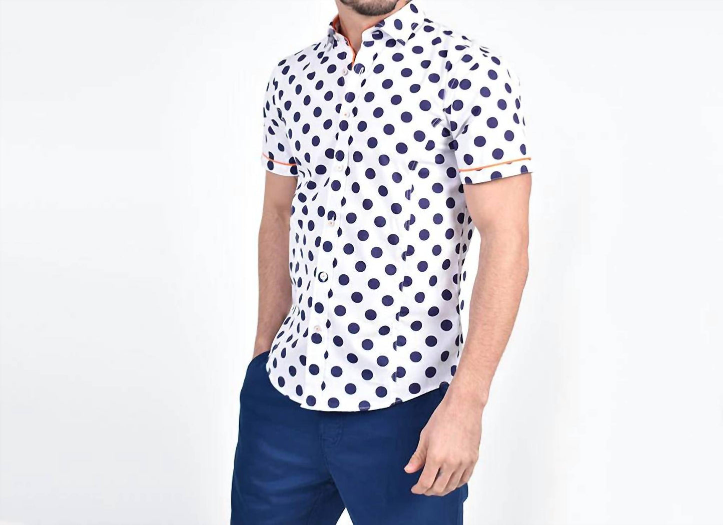 Jet Polka Dot Short Sleeve Shirt With Trim