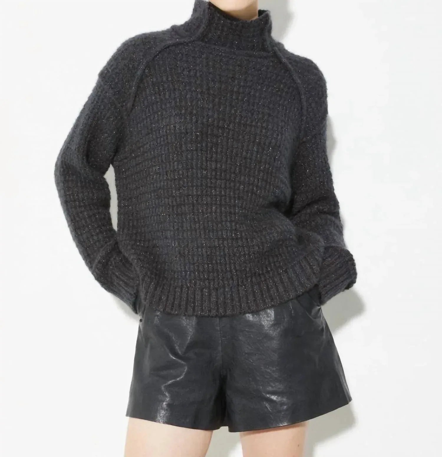 MAX&MOI - T-neck Lurex Jumper Top - Rack Hunt