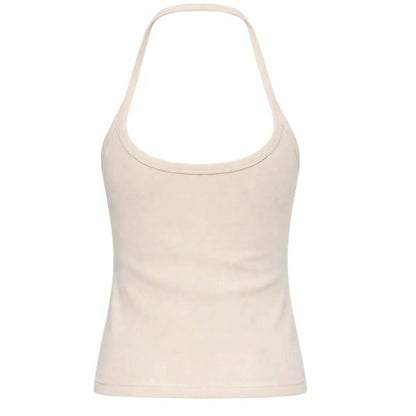 COTTON RIB HALTER TOP