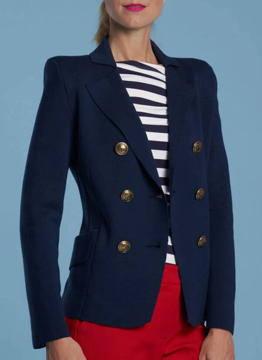 Double-Breasted Knitted Jacket with Buttons