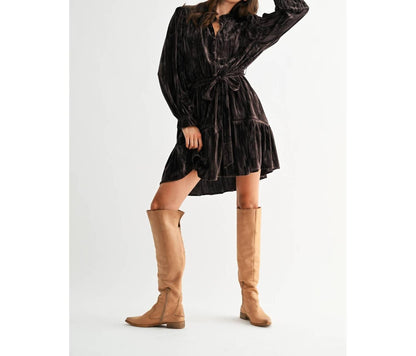 Seam Detail Velvet Mini Dress