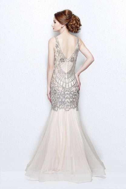Beaded Sleeveless Mermaid Evening Gown