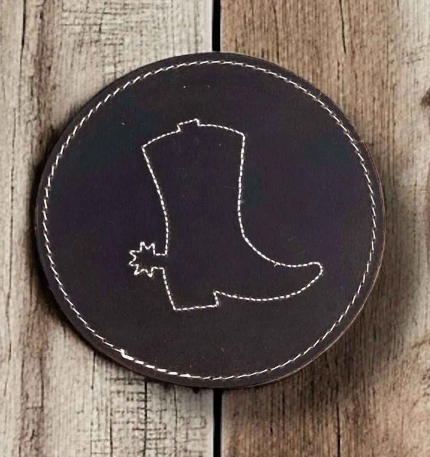Western Linens - Boot Tooled Leather Coasters Set - Rack Hunt