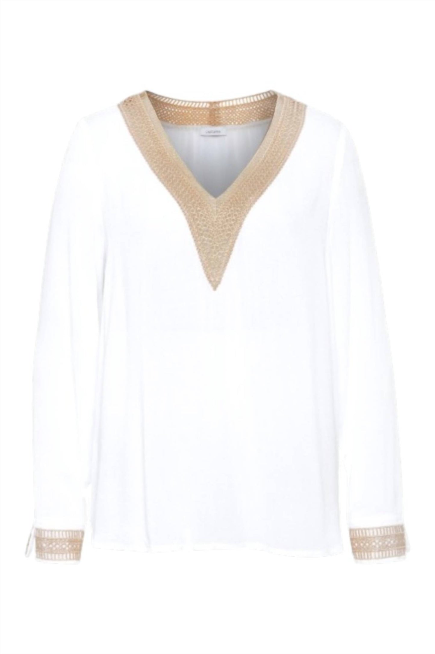 Crochet Trim V-neck Blouse