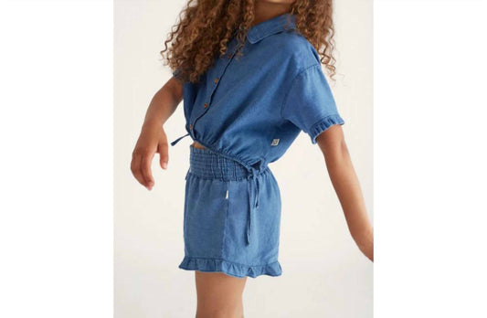 Girl's Twill Denim Shorts Set