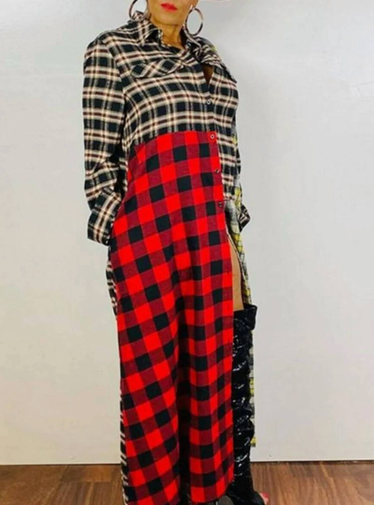 Tommie Stylish Print Patchwork Ankle Length Dress