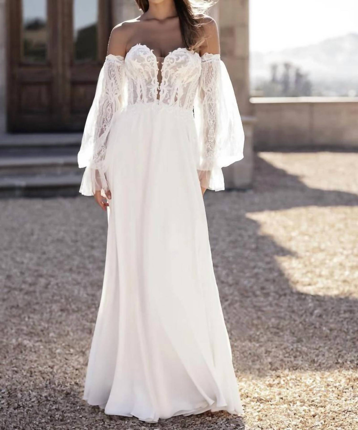 Puffed Sleeve A-line Gown