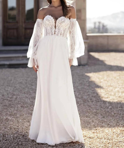 Puffed Sleeve A-line Gown