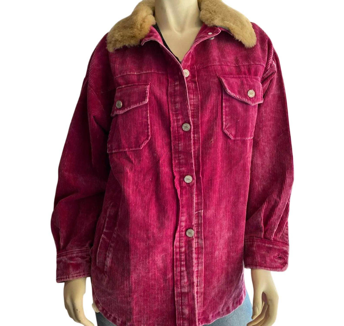The Design Chambers - Aviator Barbie Corduroy Shacket with Sheephide Collar - Rack Hunt -