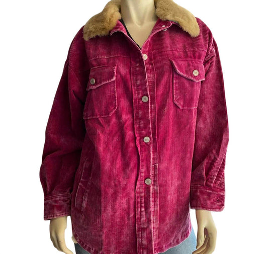 The Design Chambers - Aviator Barbie Corduroy Shacket with Sheephide Collar - Rack Hunt -