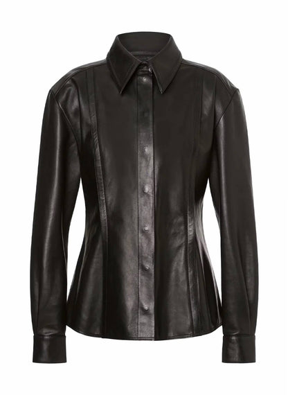 Nappa Leather Gloss Shirt Jacket