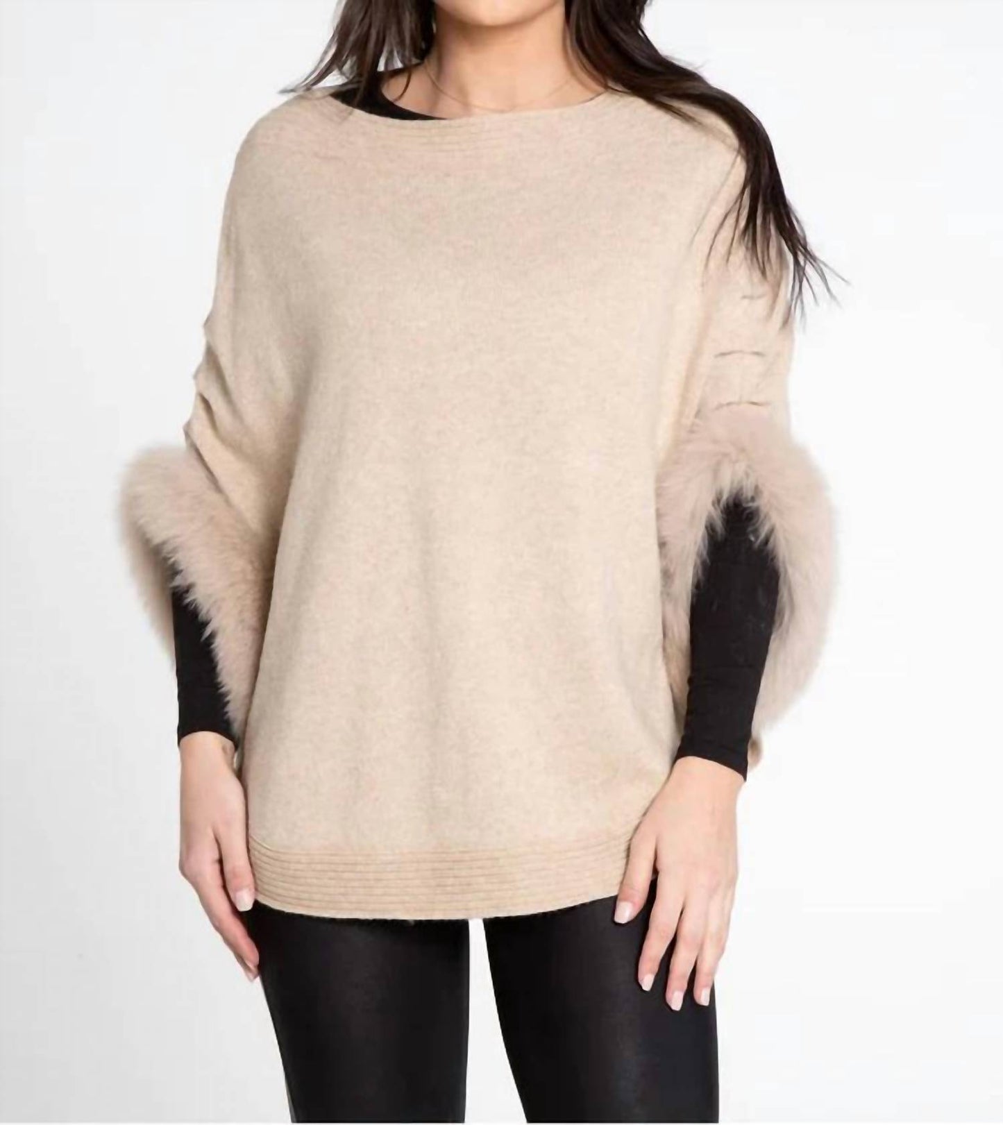 Knit Cashmere & Fox Fur Poncho