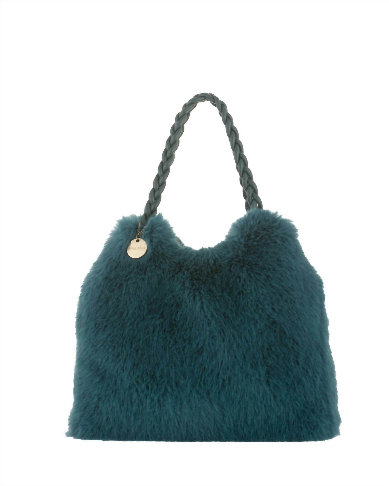 Alex Max - Women's Faux Fur Purse With Braided Handle Bag - Rack Hunt -