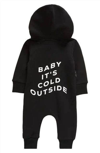 Boy's Long Sleeve Baby It’s Cold Hooded Romper