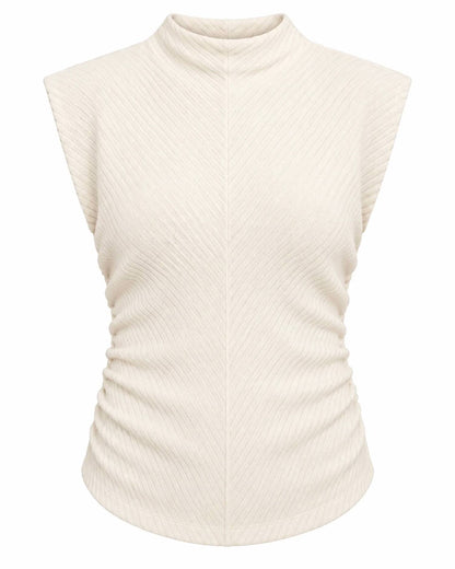 Funnel Neck Side Ruched Top