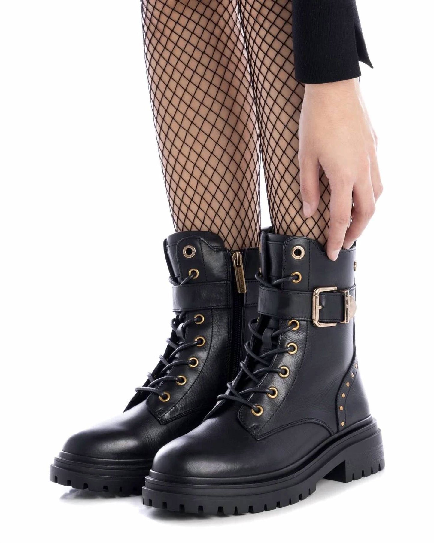 Women's Casual Leather Combat Booties