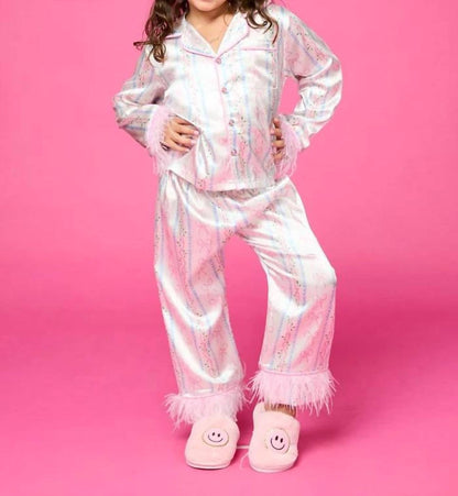Girls All Tied Up Long Feather Silky Set