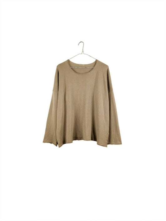 Boxy Rolled Edge Crew Neck Sweater