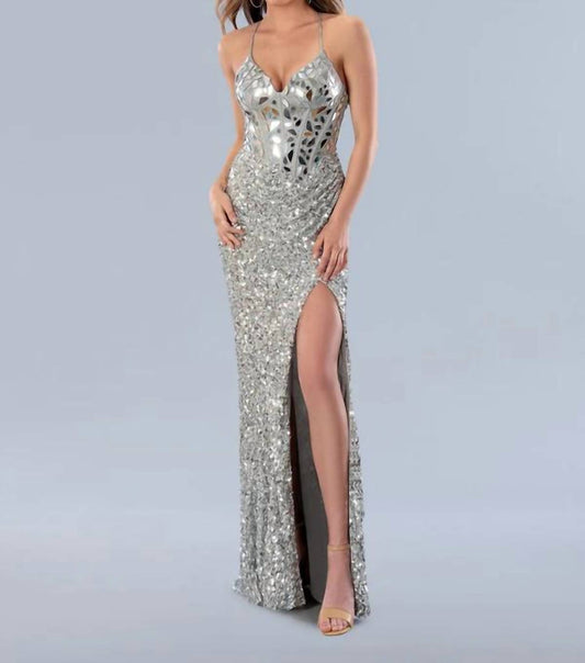 Sequin Formal Long Mirror Beaded Prom Dress