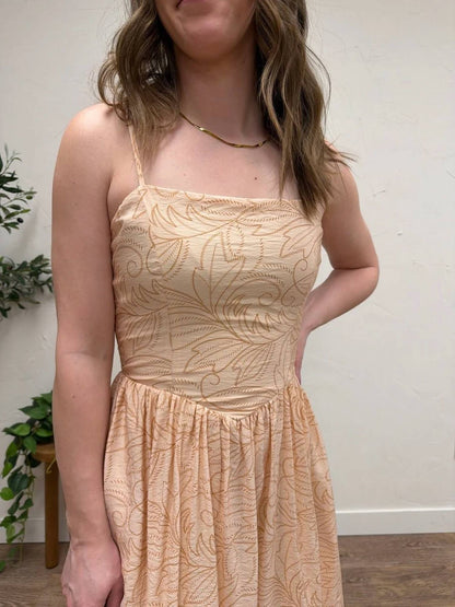 Sleeveless Smocking Midi Dress
