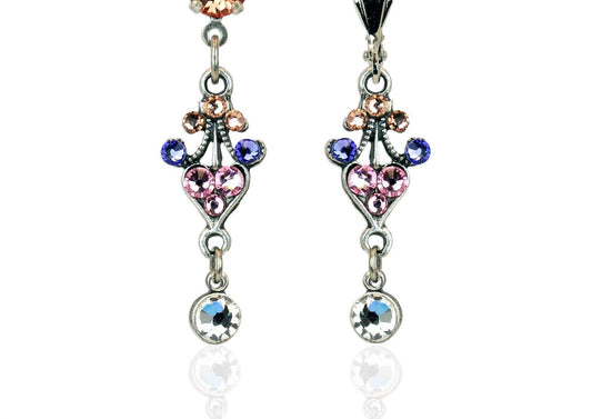 Women's Spring Filigree Heart Drop Crystal Earrings