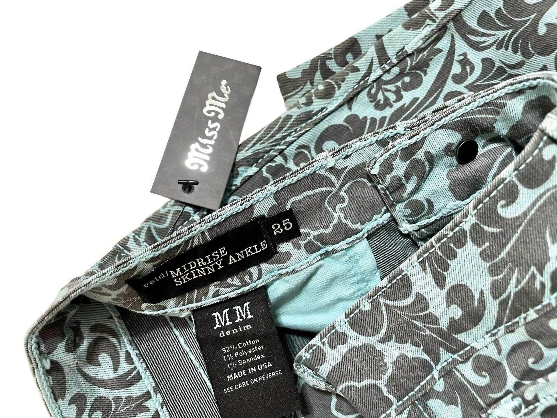 MM Denim - Women's Mid Rise Slim Floral Print Skinny Jeans - Rack Hunt -