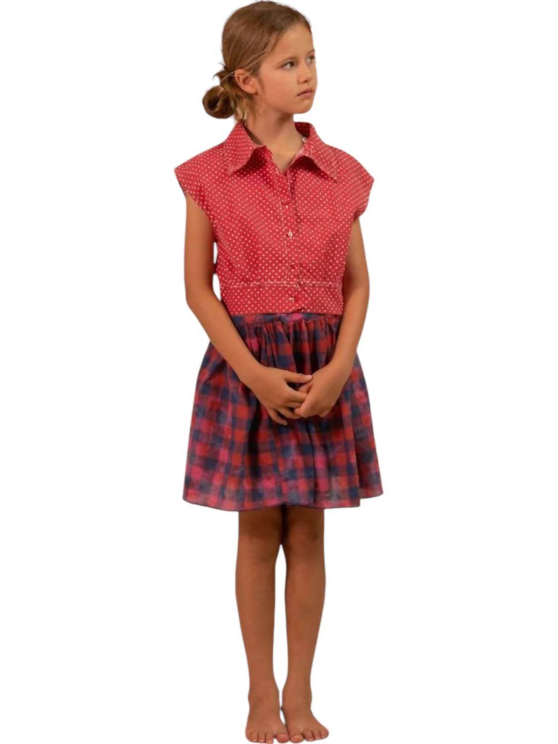 LONGLIVETHEQUEEN - Girl's Wide Bleached Check Skirt - Rack Hunt -