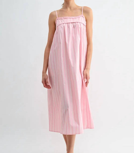 Striped Soft Ruffle Maxi Dress