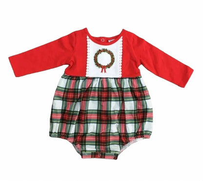 Girl's Xmaswreath Romper