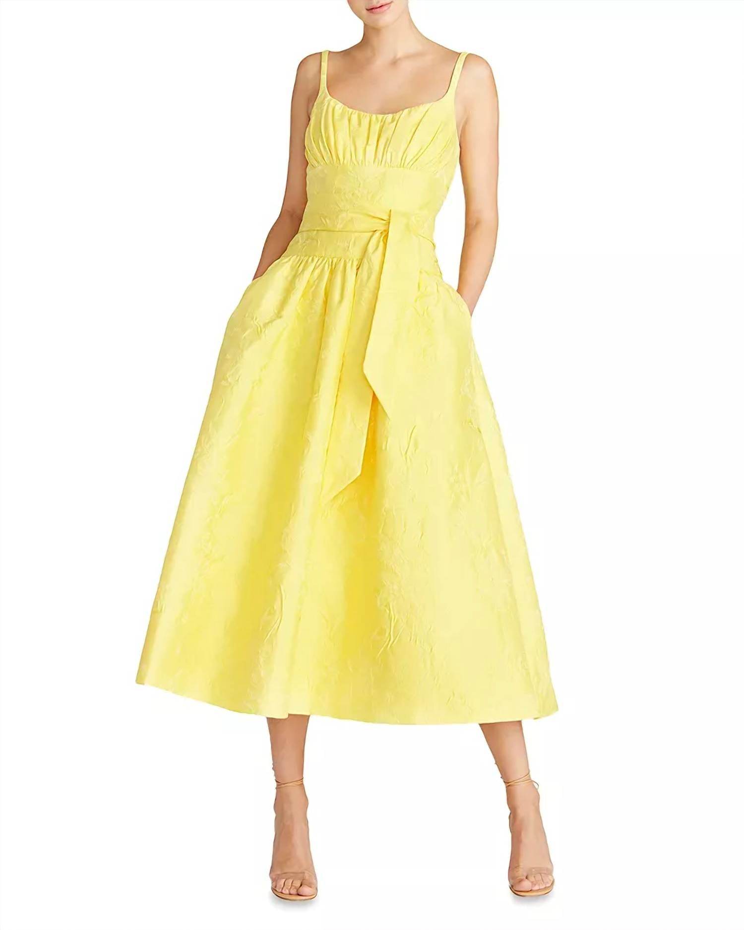 ML Monique Lhuillier - Daffodil Jacquard Fit And Flare Midi Dress - Rack Hunt