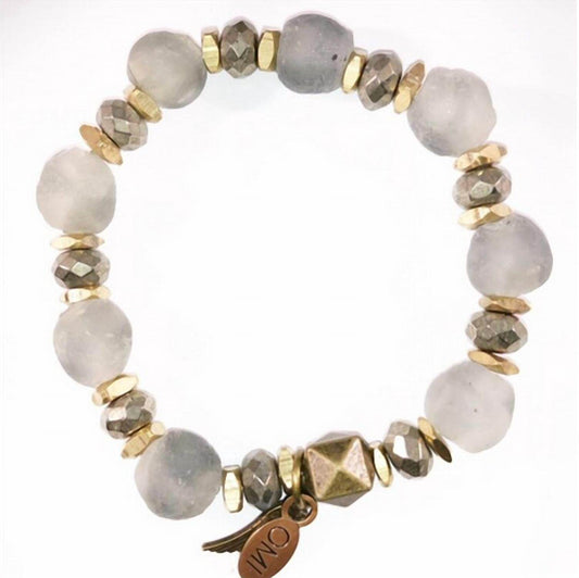OMI - Women's She Is Clarity Sea Glass With Pyrite Bracelet - Rack Hunt -