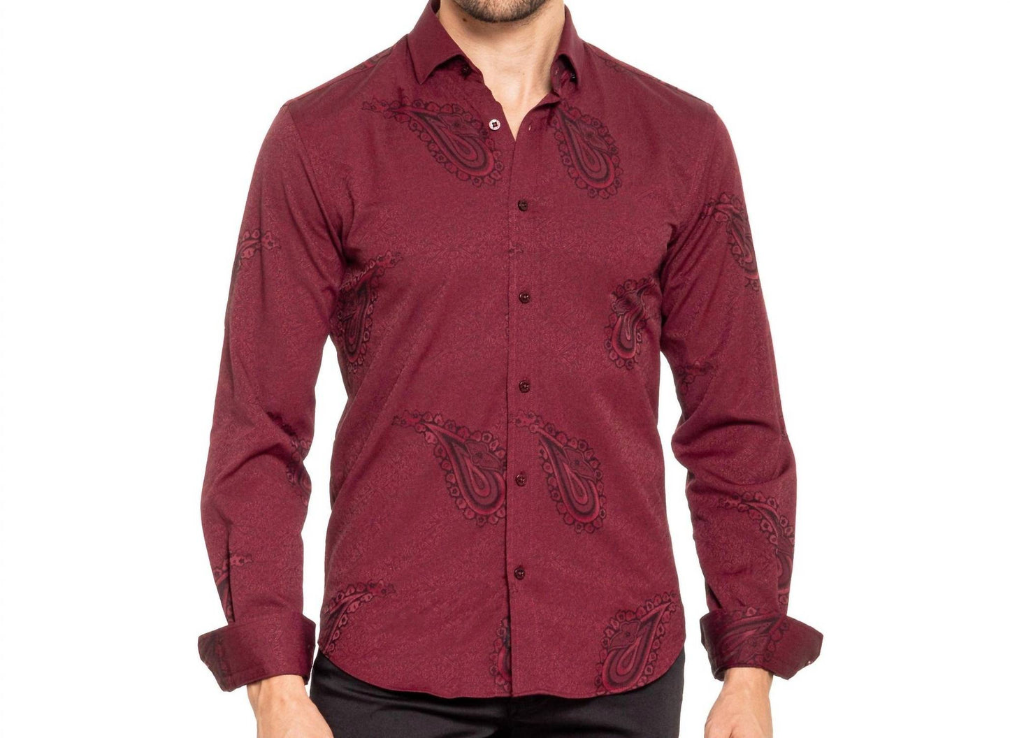 Big Paisley Jacquard Button Down Shirt