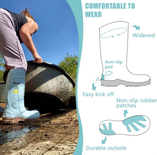 Pinnip - Women's Csa Approved Waterproof Pu Steel Toe Rubber Safety Boots - Rack Hunt -