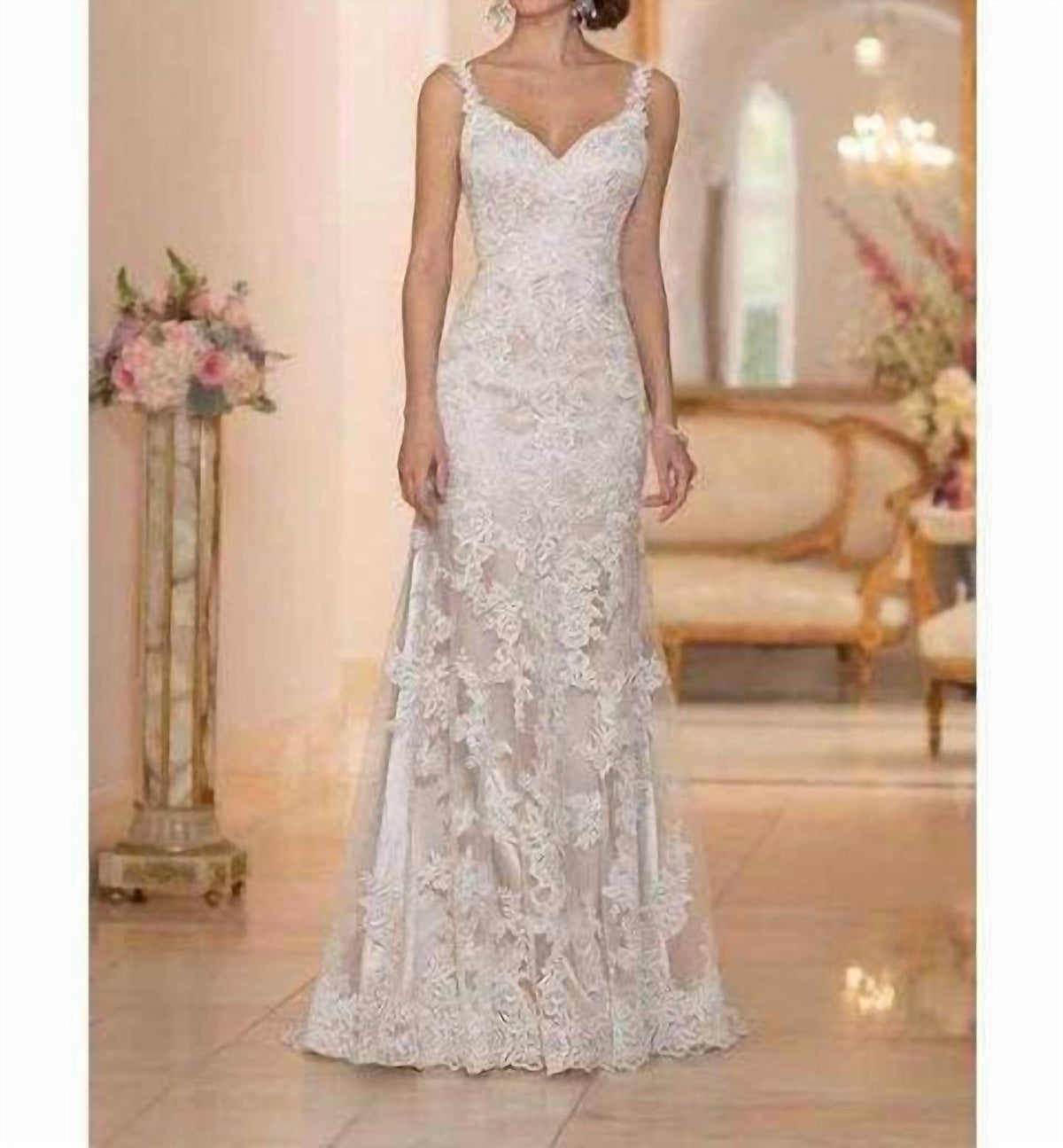 Sleeveless V Neck Wedding Gown