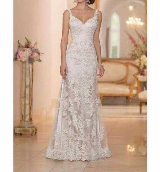 Sleeveless V Neck Wedding Gown