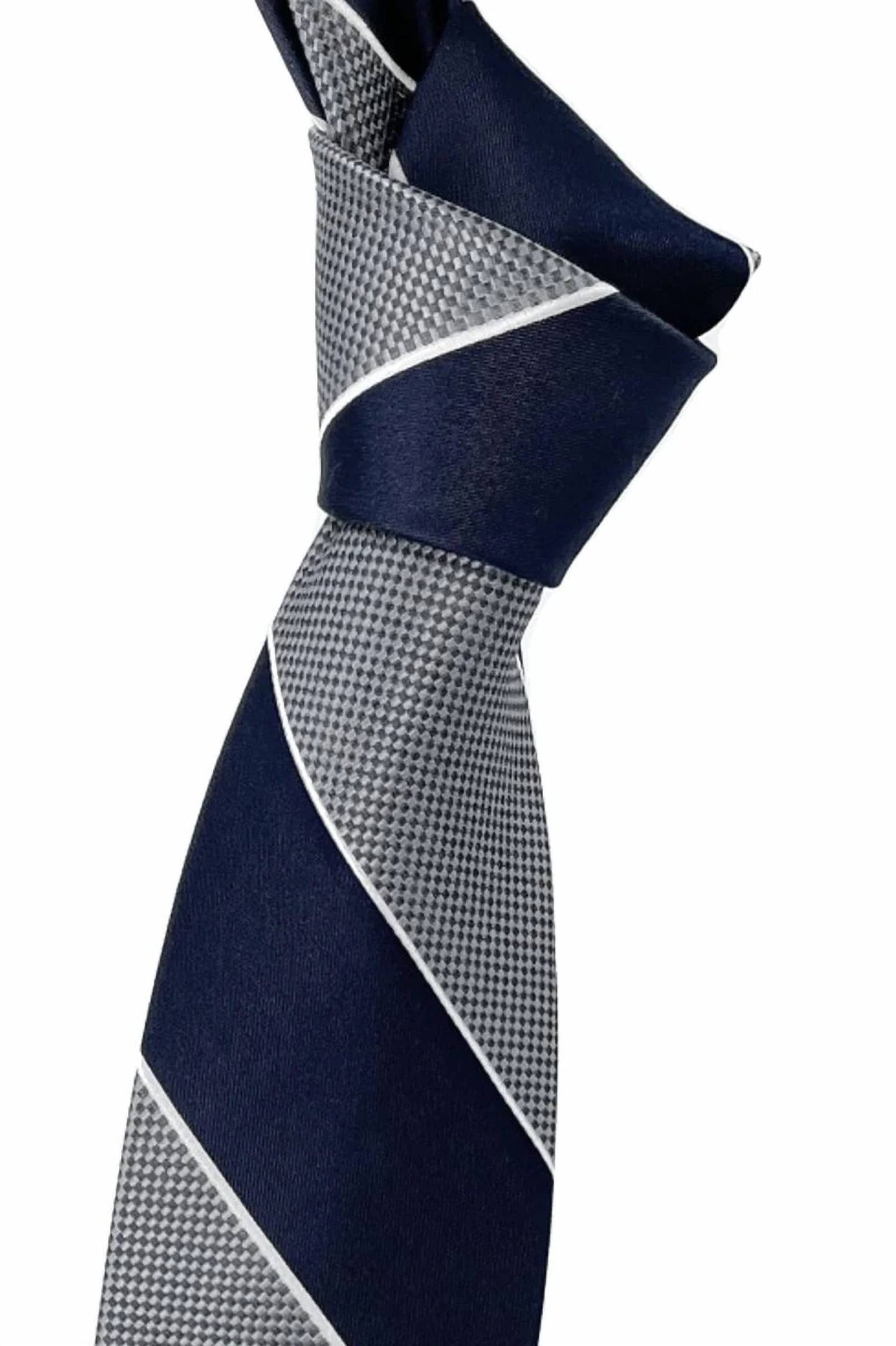Men's Multi-textured Stripe Woven Silk Tie