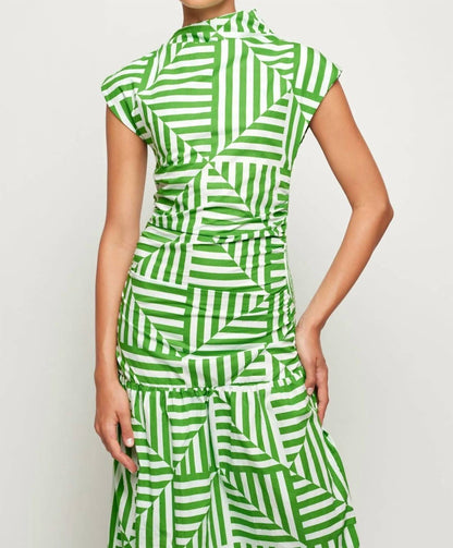 High Neck Cap Sleeve Maxi Dress