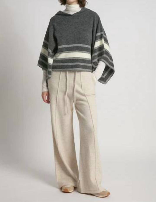 Striped Hood Cape Poncho