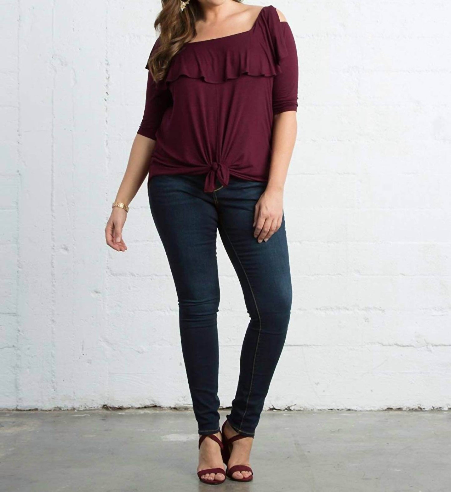 Kiyonna - Kelsey Off Shoulder Flounce Top - Rack Hunt -