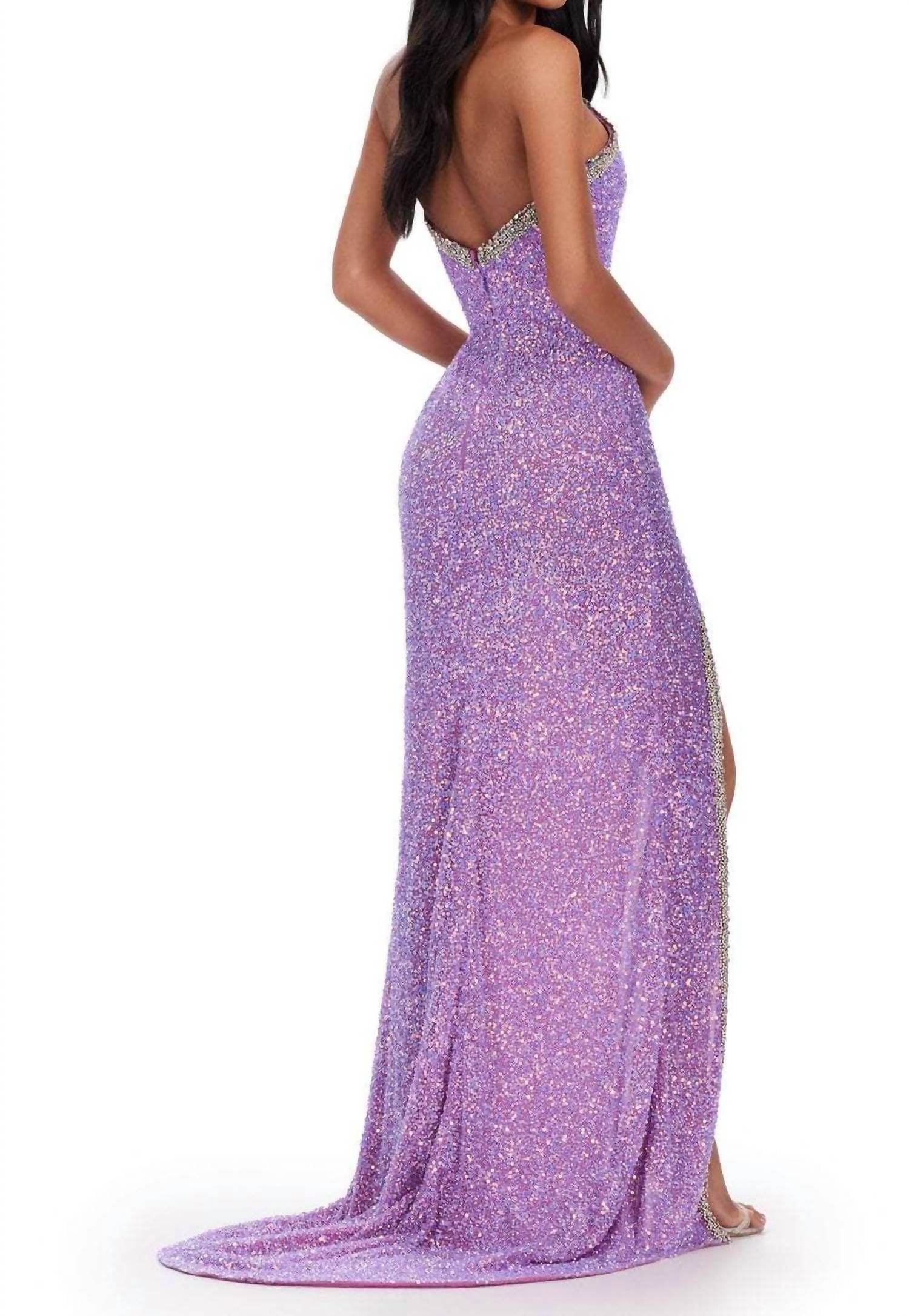 ASHLEYlauren - Plunging V-neck Sequin Prom Gown - Rack Hunt
