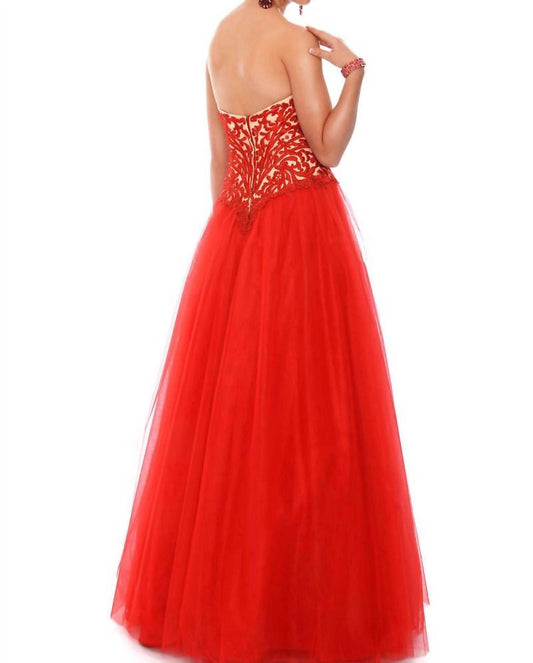 Precious Formals - Embroidered Lace And Illusion Prom Dress - Rack Hunt