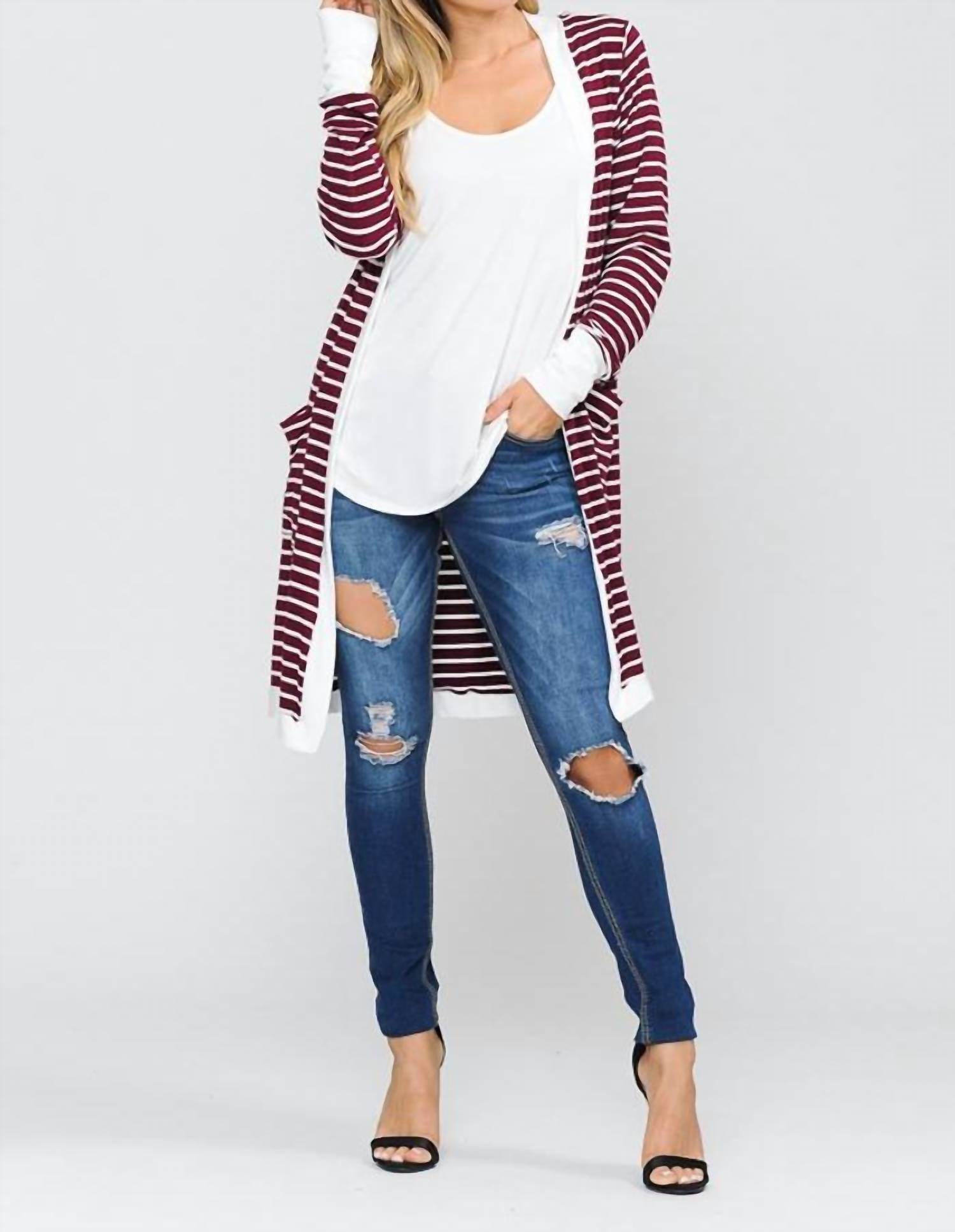 Susi - Stripe Midi Open Cardigan - Rack Hunt -