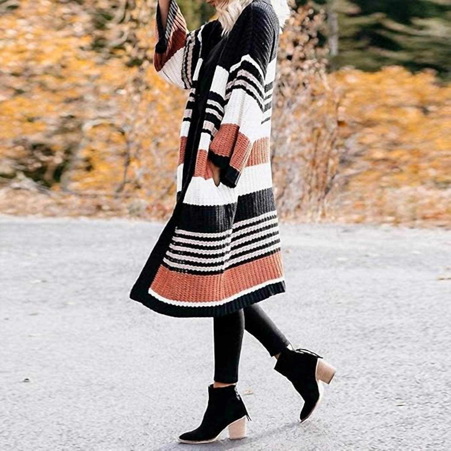 Kara and Kate - Striped Long Sweater Cardigan - Rack Hunt -