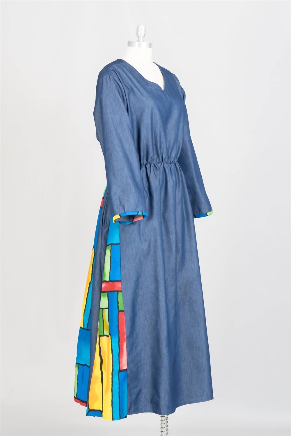 African Print Denim Dress