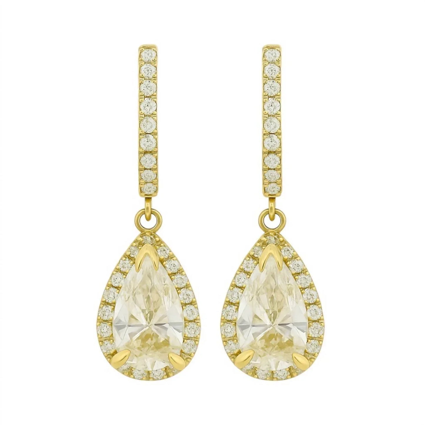 Allyanna Gifts - Women's Moissanite Pear Shape Halo Drop Huggie Earrings - Rack Hunt